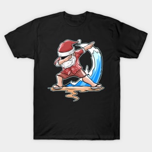 Surfing Santa Dabbing Santa Celebrating Christmas In July T-Shirt